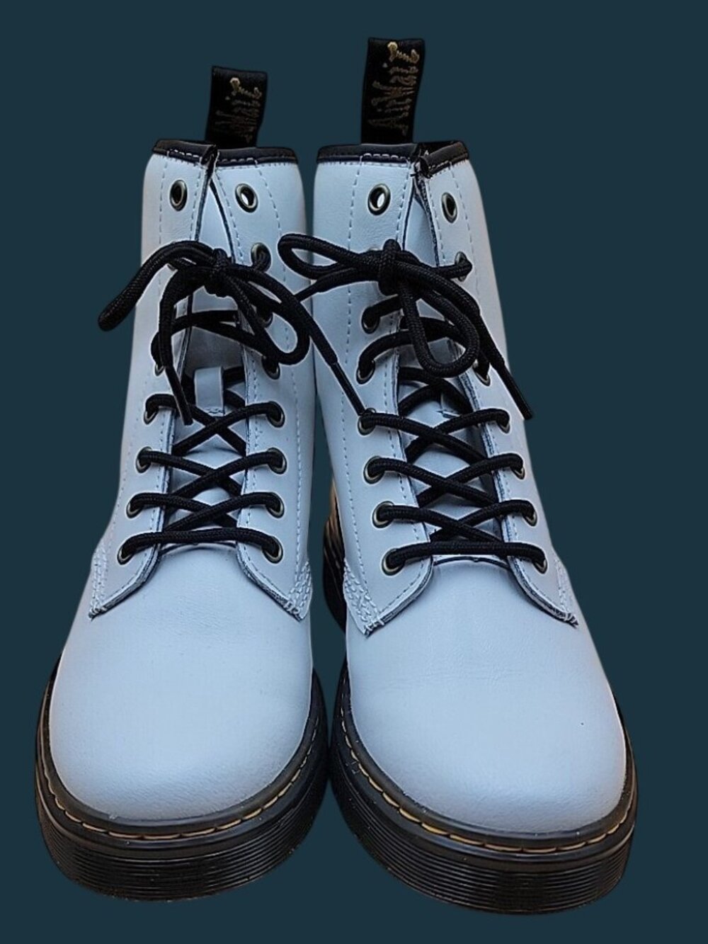 Doc Dr. Martens Zavala White Leather Combat Boots 2022 Black Lace AW004 SZ9